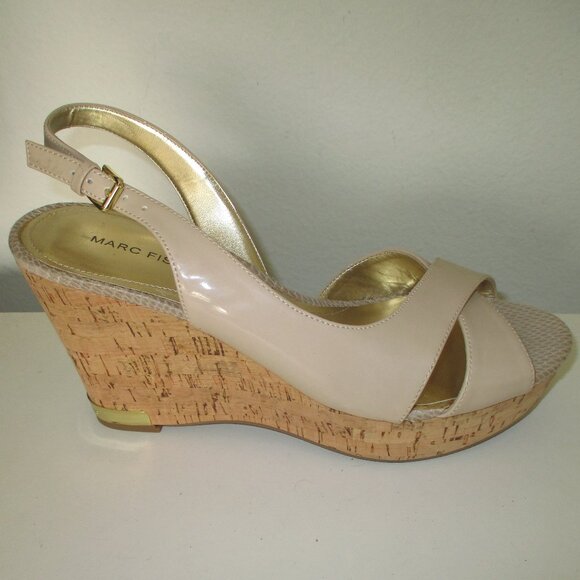 Marc Fisher Womens Bone Slingback 1" Platform Sandal w/3" Wedge Heel NWOB - 9M - Picture 3 of 8